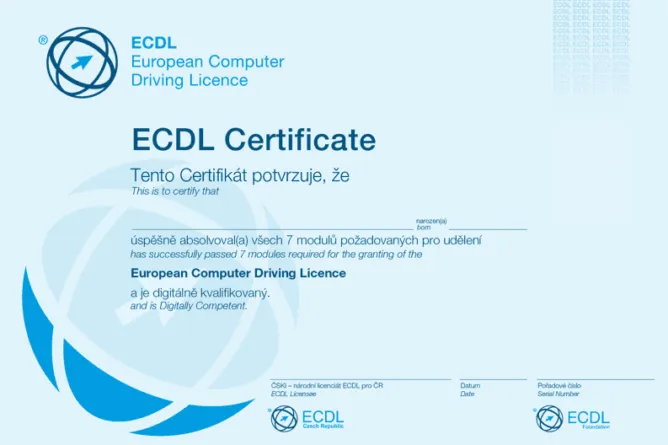 ECDL certifikáty - VOŠ, SPŠ automobilní a technická