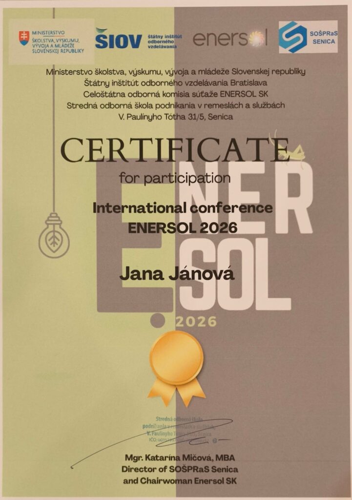 Mezinárodní konference ENERSOL 2026 - VOŠ, SPŠ automobilní a technická